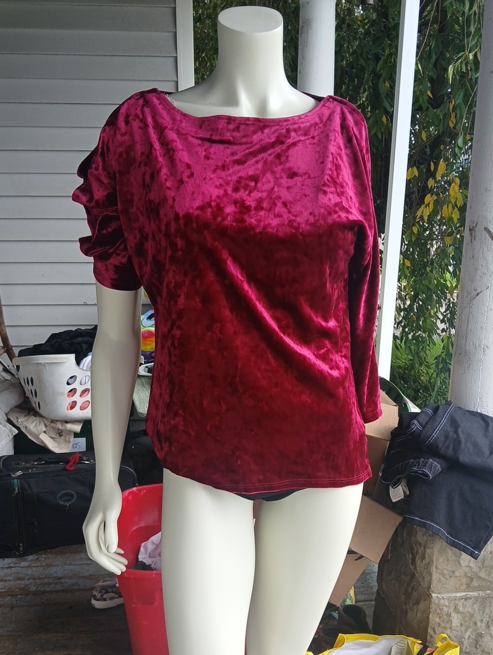 Spense Velvet Burgundy Women's Blouse
